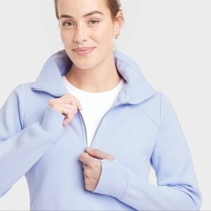 Women's Light Blue Zip-Up Top